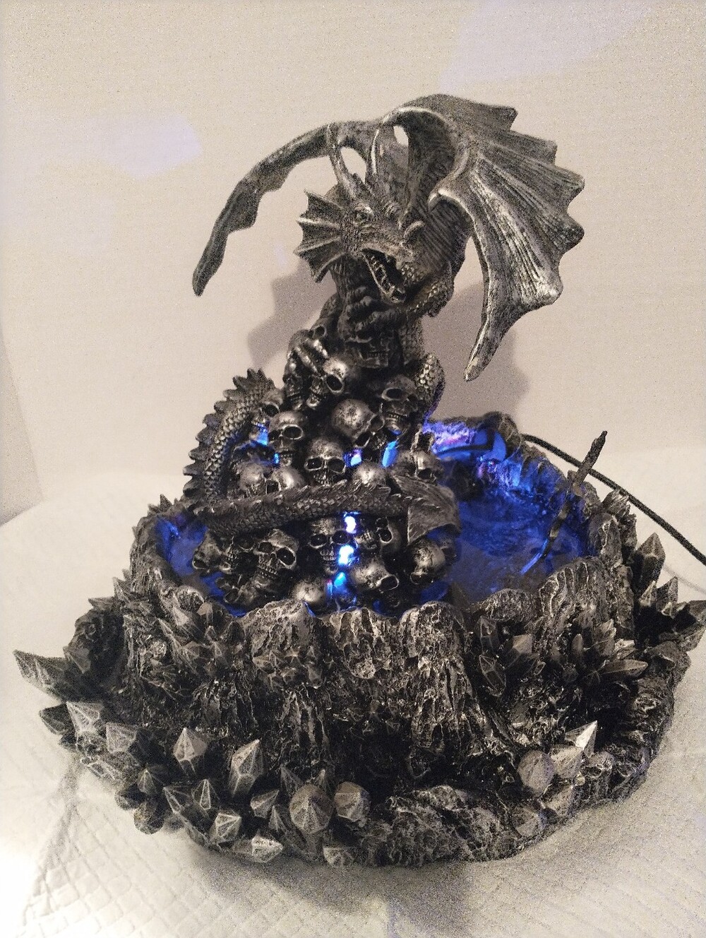 Mystic Dragon Water Fountain LED Light  Mist Fogger Fantasy Gothic Decor 12" D&D
